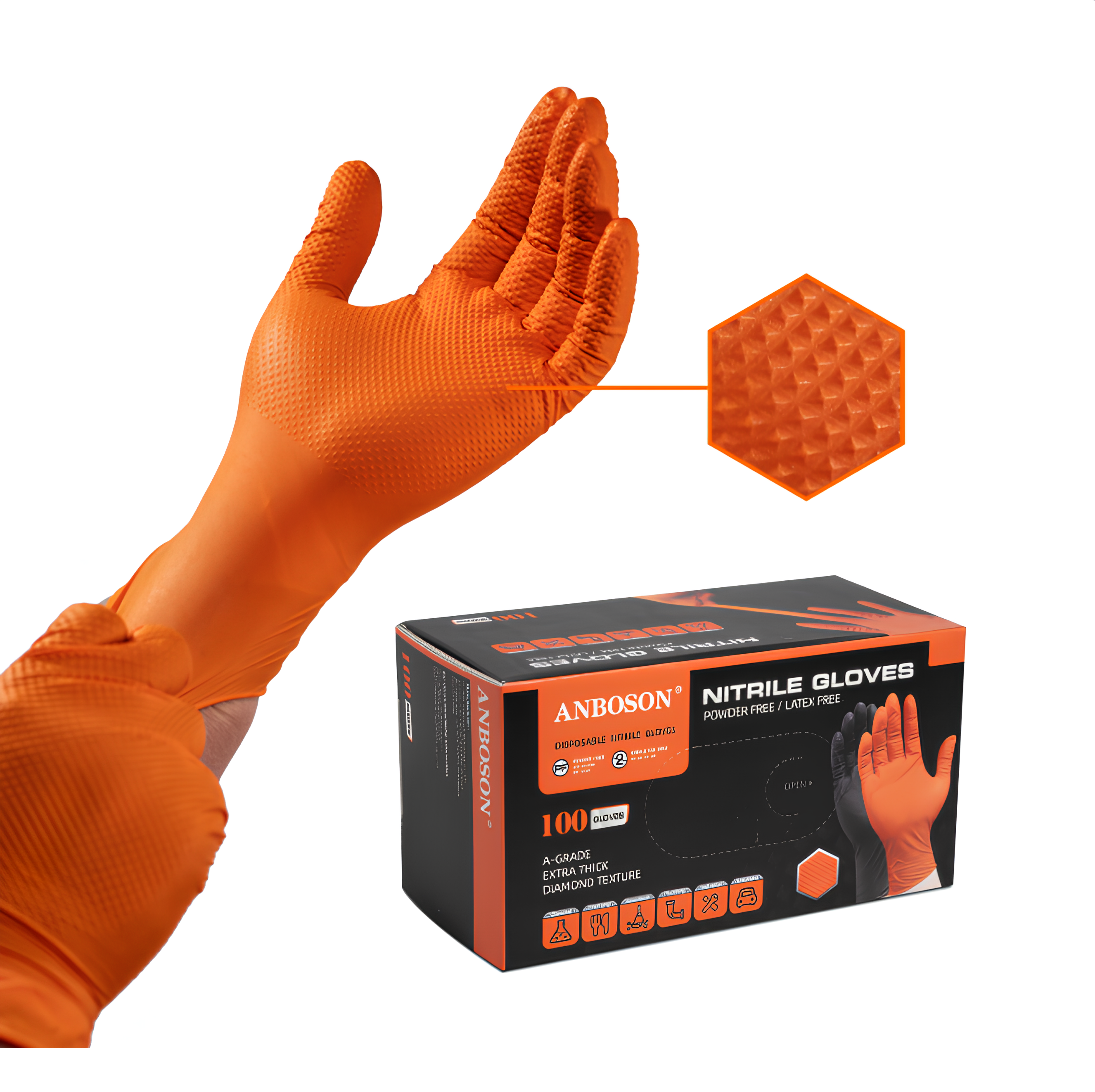 Nitrile Disposable Gloves with Diamond Texture PACK OF 100  (PT-DS01)